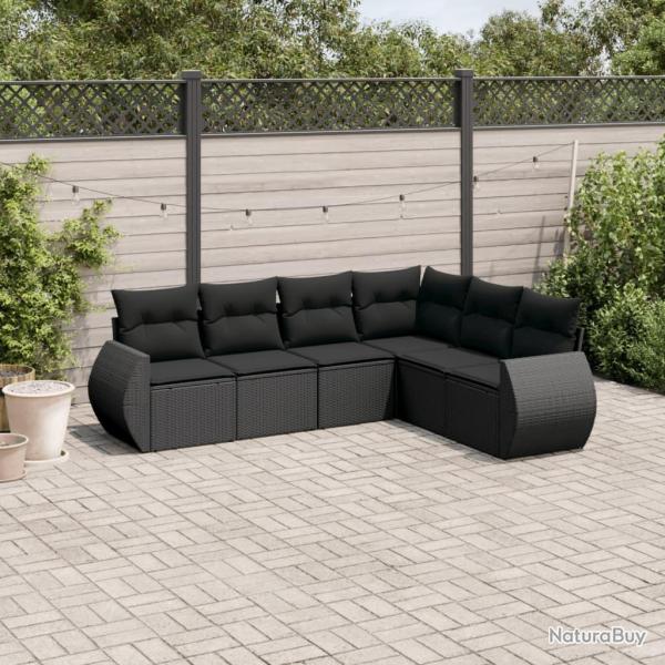 Salon de jardin 6 pcs avec coussins noir rsine tresse alsavelo