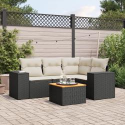 Salon de jardin 5 pcs avec coussins noir résine tressée alsavelo