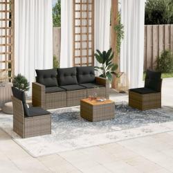 Salon de jardin 6 pcs avec coussins gris résine tressée alsavelo