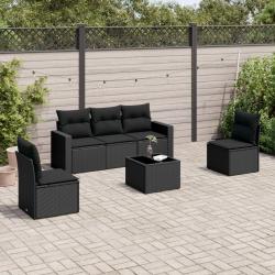 Salon de jardin 6 pcs avec coussins noir résine tressée alsavelo