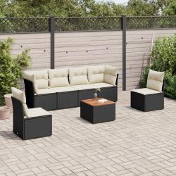Salon de jardin 7 pcs avec coussins noir résine tressée alsavelo