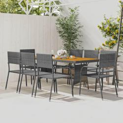 Mobilier à dîner d'extérieur 9 pcs Résine tressée Gris alsavelo