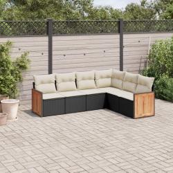 Salon de jardin 6 pcs avec coussins noir résine tressée alsavelo