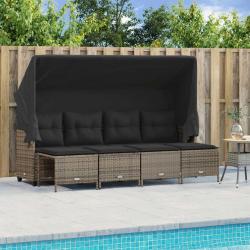 Salon de jardin 5 pcs avec coussins gris résine tressée alsavelo