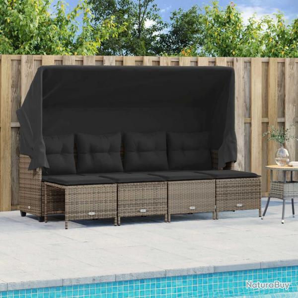 Salon de jardin 5 pcs avec coussins gris rsine tresse alsavelo