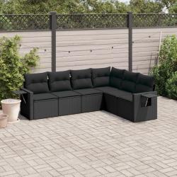Salon de jardin 6 pcs avec coussins noir résine tressée alsavelo