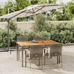 Ensemble à manger de jardin 5 pcs coussins gris résine tressée alsavelo