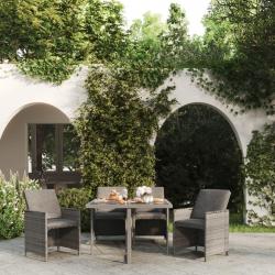 Ensemble à manger de jardin coussins 5pcs Résine tressée Gris alsavelo