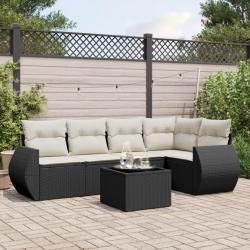 Salon de jardin 6 pcs avec coussins noir résine tressée alsavelo