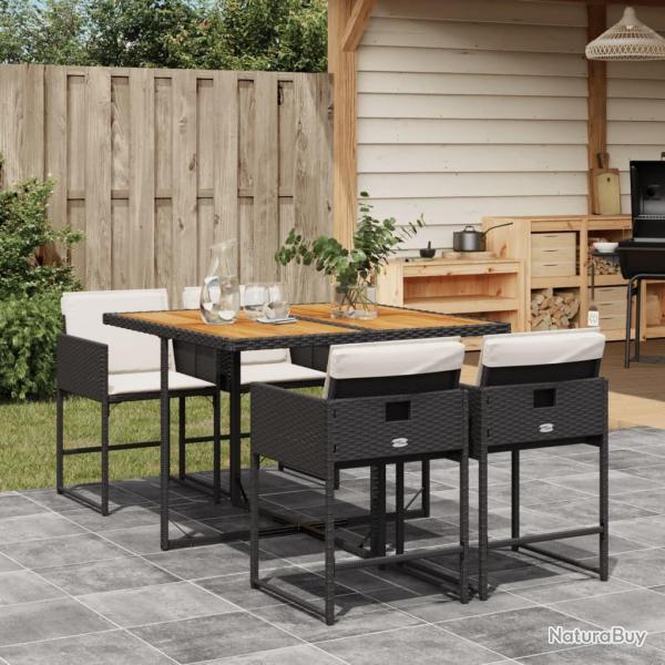 Ensemble  manger de jardin coussins 5pcs Noir Rsine tresse alsavelo