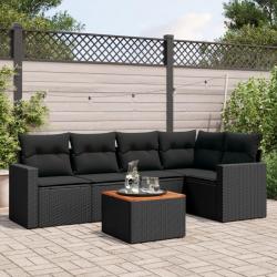 Salon de jardin 6 pcs avec coussins noir résine tressée alsavelo