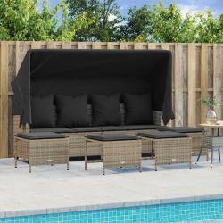 Salon de jardin 5 pcs avec coussins gris résine tressée alsavelo