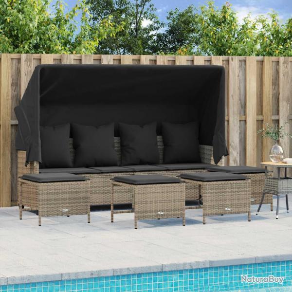 Salon de jardin 5 pcs avec coussins gris rsine tresse alsavelo
