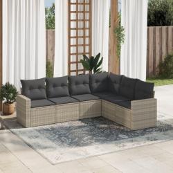 Salon de jardin 6 pcs avec coussins gris clair résine tressée alsavelo