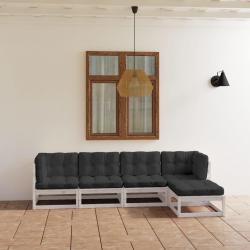Salon de jardin 5 pcs avec coussins Bois de pin massif alsavelo