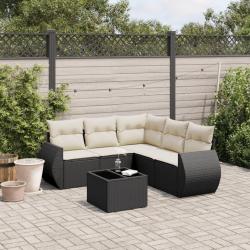 Salon de jardin 6 pcs avec coussins noir résine tressée alsavelo