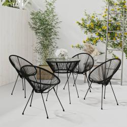 Ensemble à manger de jardin 5 pcs Noir alsavelo