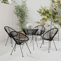 Ensemble à dîner d'extérieur 5 pcs Rotin PVC Noir alsavelo