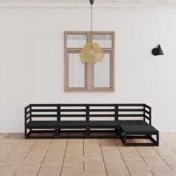 Salon de jardin 5 pcs noir bois de pin massif alsavelo
