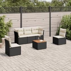 Salon de jardin 6 pcs avec coussins noir résine tressée alsavelo