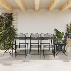 Ensemble à manger de jardin 9 pcs anthracite métal maille alsavelo