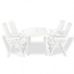 Mobilier à manger d'extérieur 5 pcs Plastique Blanc alsavelo