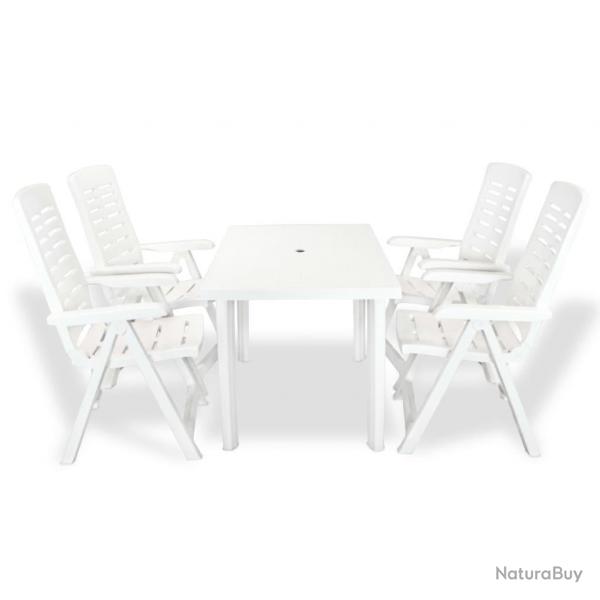 Mobilier  manger d'extrieur 5 pcs Plastique Blanc alsavelo