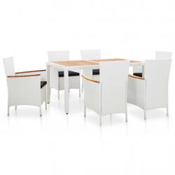 Salon de jardin 7 pcs résine tressée blanc alsavelo