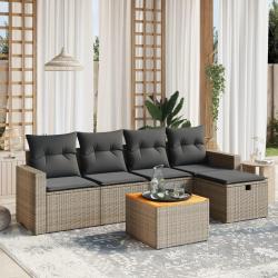 Salon de jardin 6 pcs avec coussins gris résine tressée alsavelo