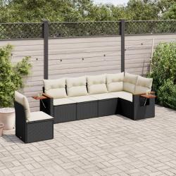 Salon de jardin 6 pcs avec coussins noir résine tressée alsavelo