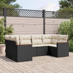 Salon de jardin 6 pcs avec coussins noir résine tressée alsavelo