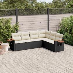 Salon de jardin 6 pcs avec coussins noir résine tressée alsavelo