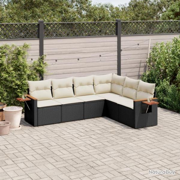 Salon de jardin 6 pcs avec coussins noir rsine tresse alsavelo