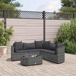 Salon de jardin 6 pcs avec coussins gris résine tressée alsavelo