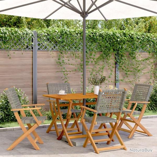 Ensemble  manger de jardin 5 pcs rsine tresse et bois massif alsavelo