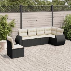 Salon de jardin 6 pcs avec coussins noir résine tressée alsavelo