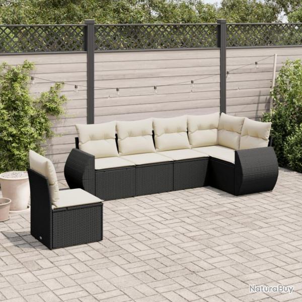 Salon de jardin 6 pcs avec coussins noir rsine tresse alsavelo