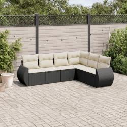 Salon de jardin 6 pcs avec coussins noir résine tressée alsavelo