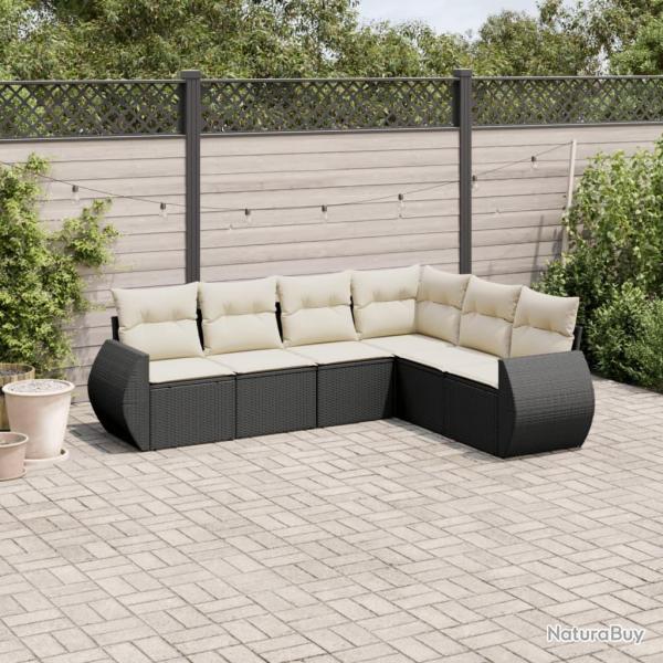 Salon de jardin 6 pcs avec coussins noir rsine tresse alsavelo