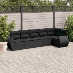 Salon de jardin 6 pcs avec coussins noir résine tressée alsavelo