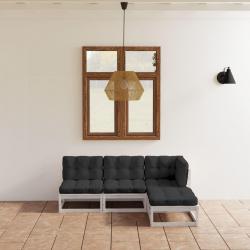 Salon de jardin 4 pcs avec coussins Bois de pin massif alsavelo