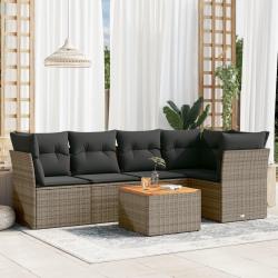 Salon de jardin 6 pcs avec coussins gris résine tressée alsavelo