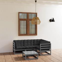 Salon de jardin 5 pcs avec coussins Bois de pin massif alsavelo