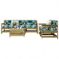 Salon de jardin 6 pcs bois de pin imprégné alsavelo