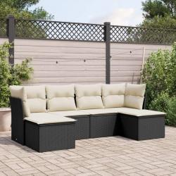 Salon de jardin 6 pcs avec coussins noir résine tressée alsavelo