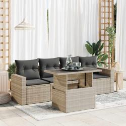 Salon de jardin 5 pcs avec coussins gris clair résine tressée alsavelo