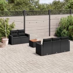 Salon de jardin 6 pcs avec coussins noir résine tressée alsavelo