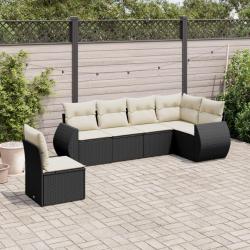 Salon de jardin 6 pcs avec coussins noir résine tressée alsavelo