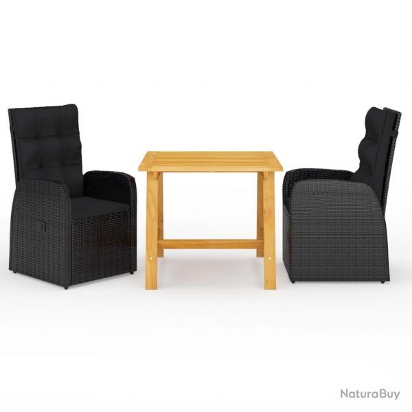 Ensemble  manger de jardin 3 pcs Noir alsavelo