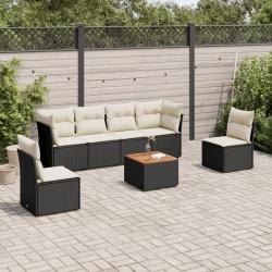 Salon de jardin 7 pcs avec coussins noir résine tressée alsavelo